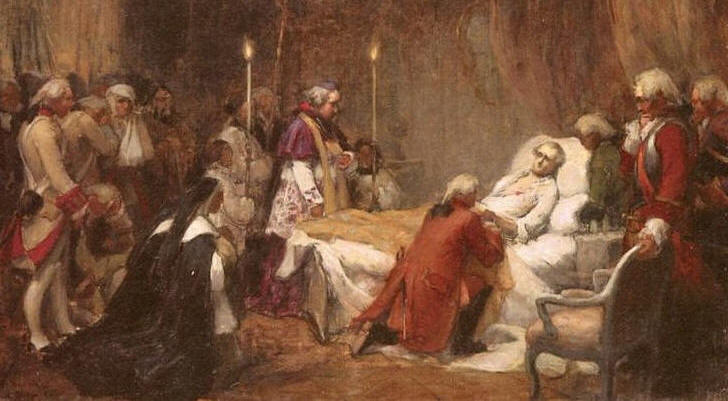 Умирающий Монткальм, картина, Война с французами и индейцами.