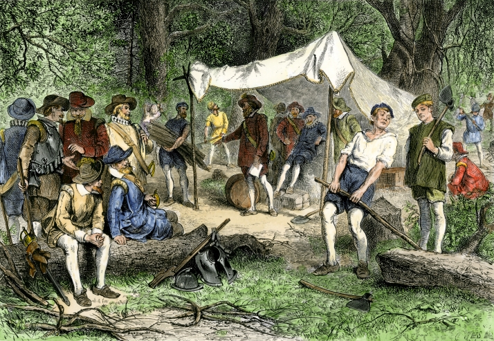 Английские колонии в Америке, Джймстаун, Покахонтас, войны с индейцами