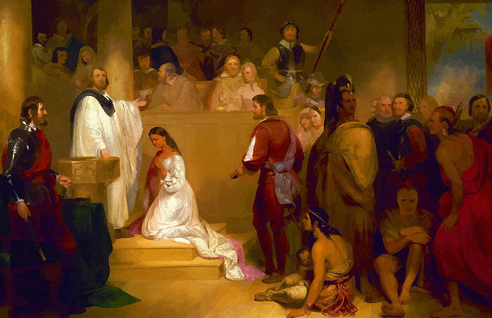 Крещение Покахонтас, Джеймстаун, индейские войны, завоевание Америки