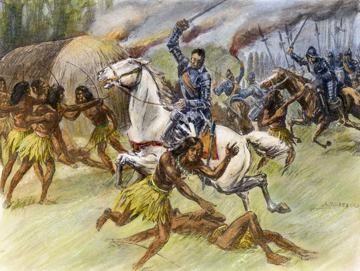 Конкистадоры против индейцев, Эрнандо де Сото, индейские войны, завоевание Америки