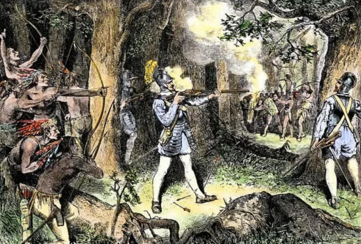 Новая Франция, войны с индейцами, война ирокезов и гуронов, Шамплейн убивает вождей ирокезов