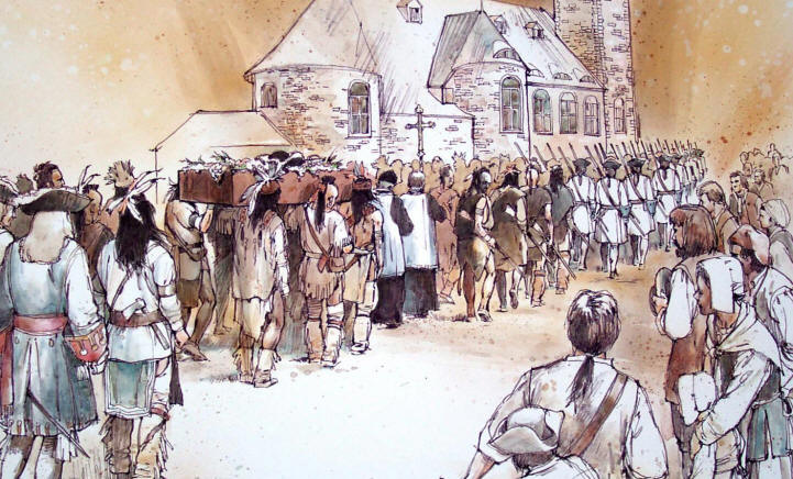Индейские войны, Кондьяронк - вождь Крыса, похороны Крысы в Квебеке в 1701