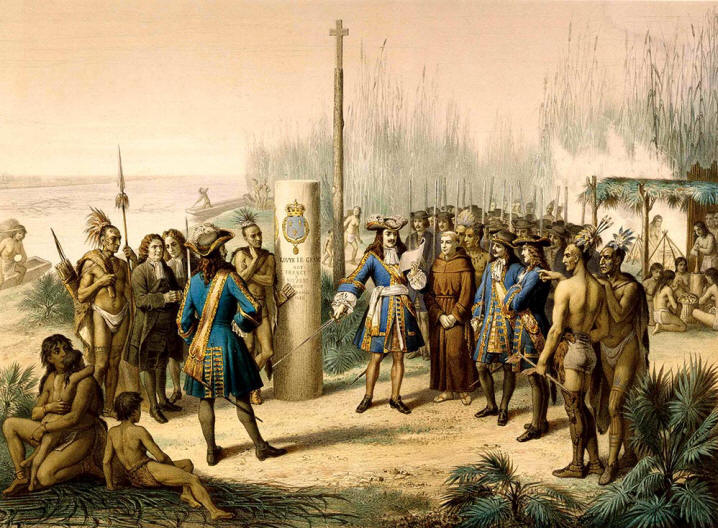 Французская Луизиана, Рене де Ла Саль, индейцы натчез, племя чокто, воины чикасо, карта французской Луизианы 1700-1720.